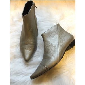 Metallic leather ankle boots